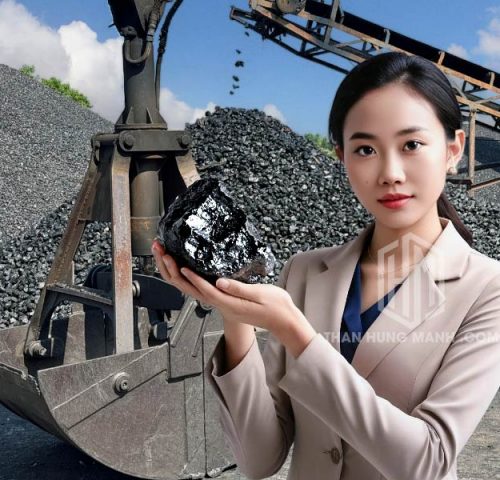 Hình ảnh minh họa cô gái cầm cục than có chứa lưu huỳnh cao